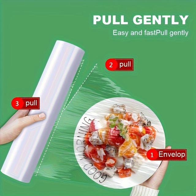 TEMU 1 Piece Plastic Food Packaging, Fresh-keeping Film With Pre-sliced For Convenient Use, Safe For Food Contact