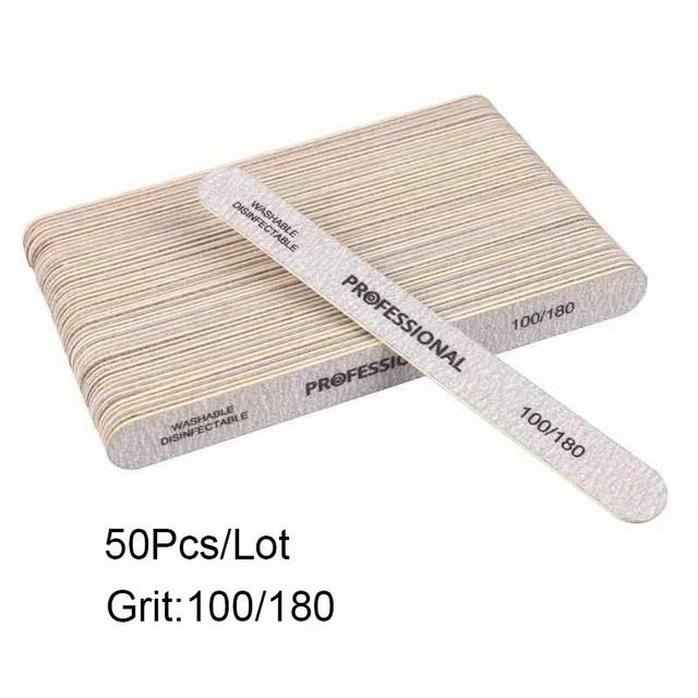 TEMU 10/25/50pcs Nail File 100/180/240 Wooden Sanding Buffer Block Pedicure Manicure Uv Gel Nail Nail Files Artificial Nail Tips ,for Toenail& Foot Clean