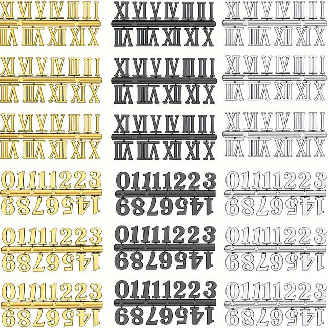 TEMU 18pcs Diy Clock Kit - Plastic Arabic & Roman Numbers With Clock Hands, Uncharged Clock Panel Repair Parts For Clock Making And Design Accessories