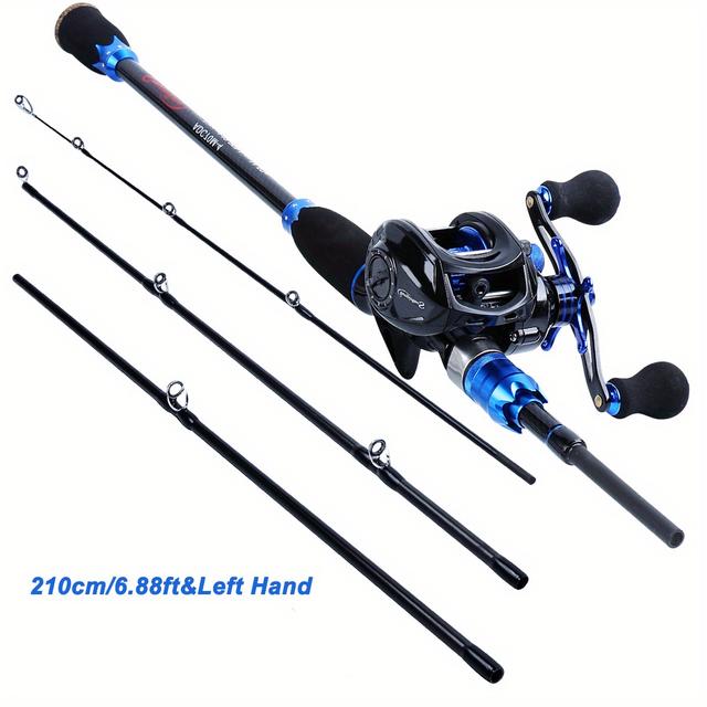 TEMU Combo Canne à Pêche et Moulinet Sougayilang en Fibre de à 4 Sections avec Système de Frein Magnétique 9+1BB, Ensemble d'Équipement de Pêche Solide et pour Eau Douce et Marine