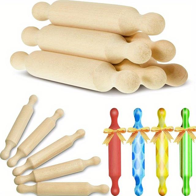 TEMU 6 Wooden Mini Rolling Pins, 3.5 Inches, Smooth And Easy , Kitchen Baking Tools, Rolling Dough, Fondant, Pizza Making, Imaginative Games, Halloween And Christmas Gifts