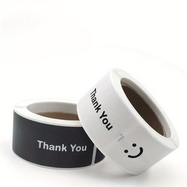 TEMU 1000pcs Face 'thank You' Sealing Stickers - Black & White, Gifts & Use