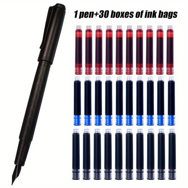 TEMU Colección de Bolígrafos Negros Premium - 1 Bolígrafo, 10 Cajas de , 10 Cajas de Tinta Azul Cajas de Tinta . Puntas de Titanio de Calidad en Negro, Azul y para Uso en