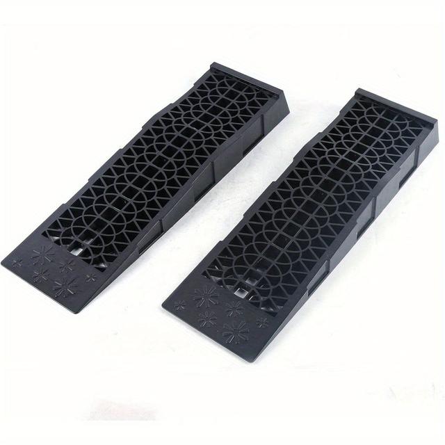 TEMU 2pcs 5t Car Ramp 1 Pair Plastic Extra Flat Car Motorhome 3 Ton Ramp Black Loading To 3t Plastic Ramp For Cars