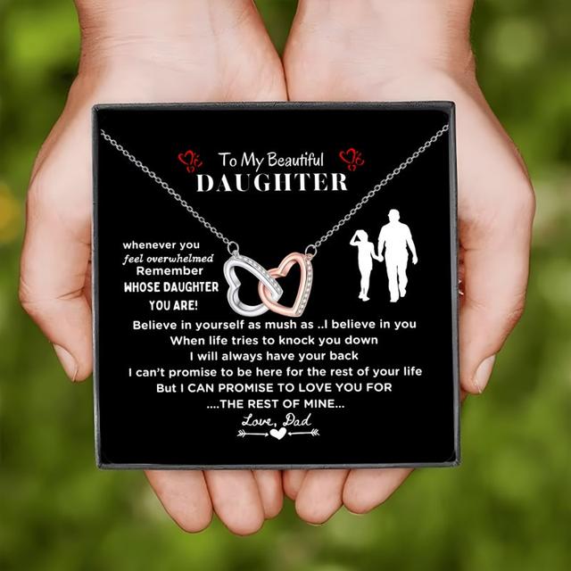 TEMU صندوق هدية قلادة "قلب إلى قلب" للابنة - مثالي لأعياد الميلاد، الكريسماس وعيد الحب من الأب