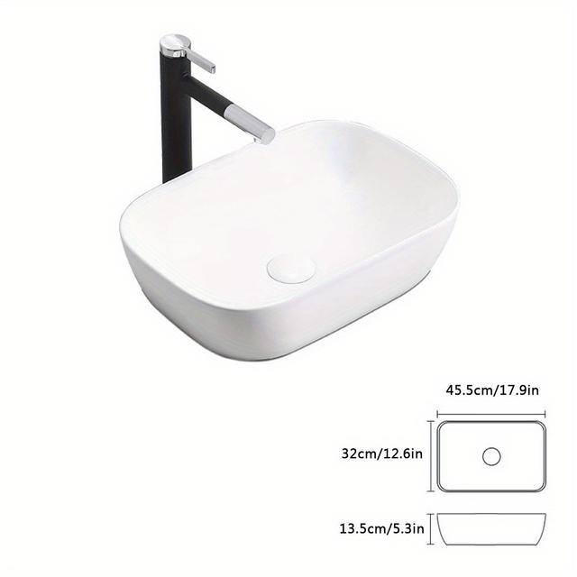 TEMU Oval Ceramic Vessel Sink: Bathroom Vanity Sink, Above-counter Oval Art Basin