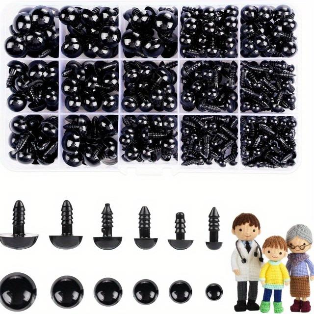 TEMU 700pcs Black Plastic Safety Eyes With Washers For Diy Stuffed Animals, Amigurumi Crafts, Doll Making Supplies