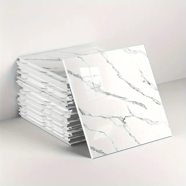 TEMU 30pcs Pegatinas de Pared de Azulejos Falsos Autoadhesivas de Fácil Aplicación - Impermeables, Cortables y Despegables con Mármol para Cocina y Baño, Pegatinas de Pared para Baño