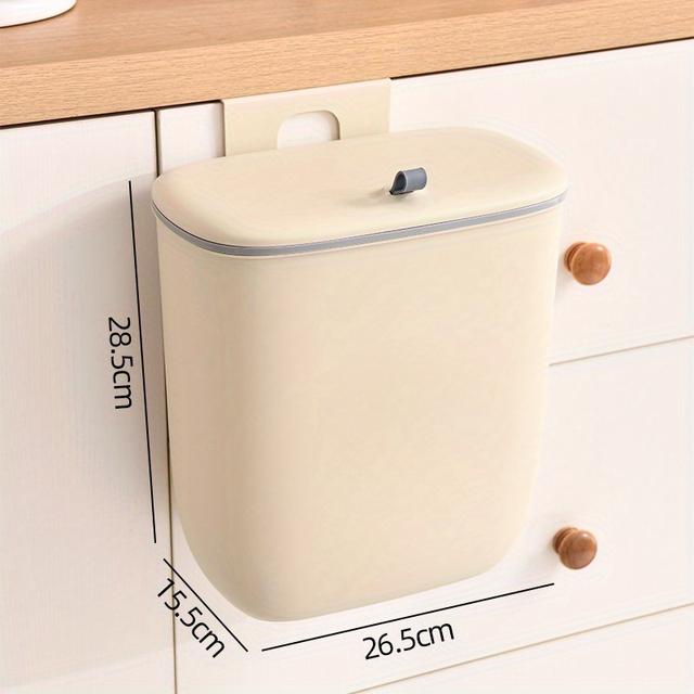 TEMU Wall-mounted Kitchen Trash Can 8l & 12l - Plastic Hanging Waste Bin With Slide Lid, Cabinet Door Under Sink Garbage Disposal For Home And Office Use - Uncharged, Without Battery