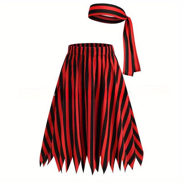TEMU Cross-border Trade Striped Halloween Pirate Striped Headscarf Skirt
