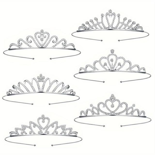 TEMU 6 Pieces Women' Tiara, , Crown Tiara, Suitable For Bridal Wedding Headband Crown, Birthday Ball Celebration Party Hair Accessories