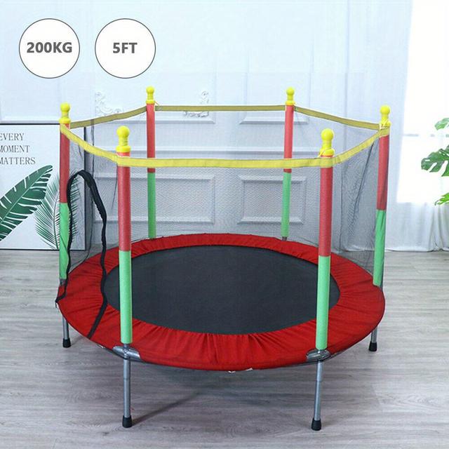 TEMU 5ft Trampolin With Safety Net & Zipper - Durable , Red/black/ Options, Portable Indoor/outdoor Exercise Equipment For Home Gym, Fitness Training, Indoor Trampoline, Sturdy Construction