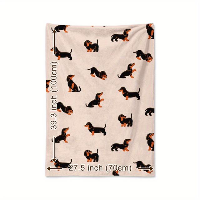 TEMU +dog Element 1pc, Adorable Dachshund, In A Cartoon Style, Suitable For Pets, Cozy And Warm Printed Blanket, Presents For , , Family, And For Napping, Camping, Traveling, Cars