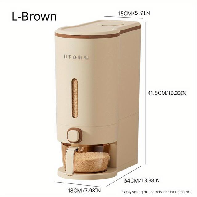 TEMU 10kg Grain Rice Storage With Airtight Lid - Heavy-duty Plastic Container For Kitchen Pantry, Rice & Grain Storage, Hygienic & Space-saving Design