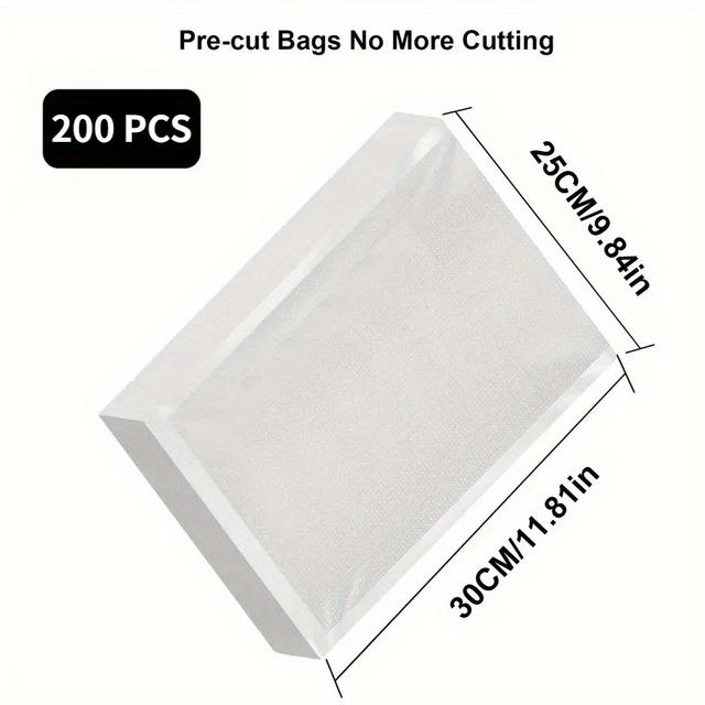 TEMU 200pcs Vacuum Sealer Bags Set | Single-sided Textured, Food Storage & Preservation Bags For Cooked Meals, Diamond , Plastic Material