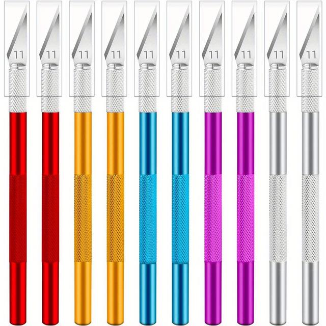 TEMU 10 Pack Knife, Colorful Craft Knife Kit, Sharp Knife Set, Precision Hobby Knife For Art, Cutting, Carving, Halloween Decoration, Scrapbooking