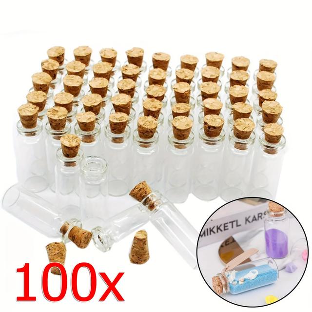 TEMU 100pcs 40ml Clear Bottles Cork Stoppers, Bottles For Decoration, Crafts, Favors
