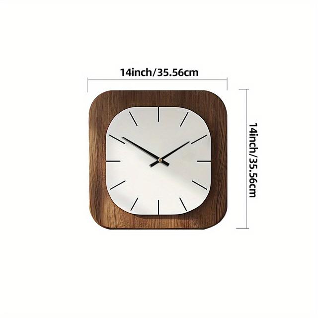 TEMU Dekorative Holz-Wanduhr im Quadrat – Künstlerische, geräuschlose Uhr mit Batteriebetrieb – Deko für Zuhause – 14 16 18 Zoll Vintage Holz-Uhr – Wohnzimmer, Küche, Schlafzimmer, Büro