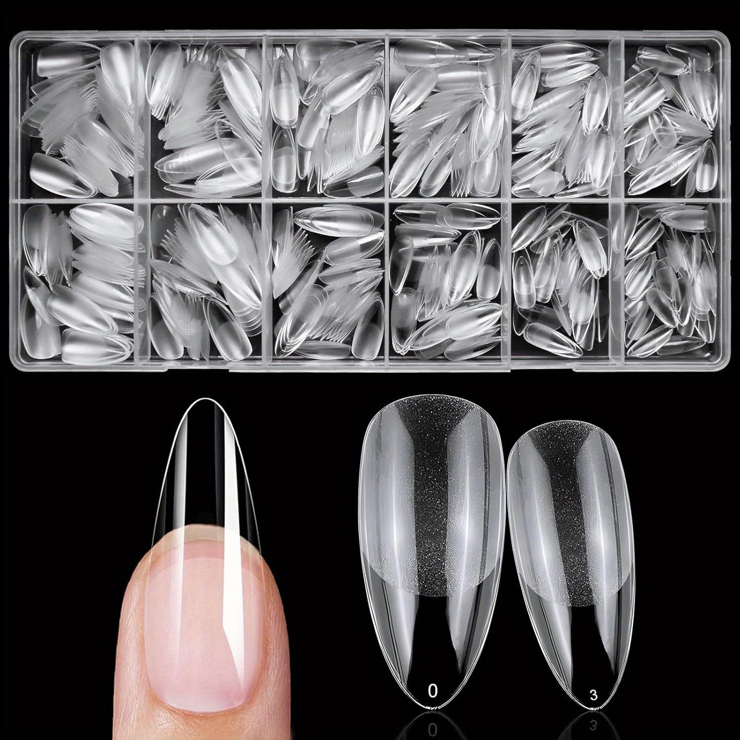 TEMU Medium Almond Nail Tips, 600pcs Soft Almond Full Cover Nail Tips For Nail Extensions Clear Short Fake Nails Artificial Acrylic False Gel Nail Tips For Diy Nail Salon 12 Sizes