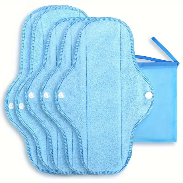 TEMU 6pcs Reusable Cloth Set(5pcs Pads+1pc Bag), Strong Absorption, Breathable, Snaps To Fix Women Nursing Pad, Without Flavor, With Travel Bag