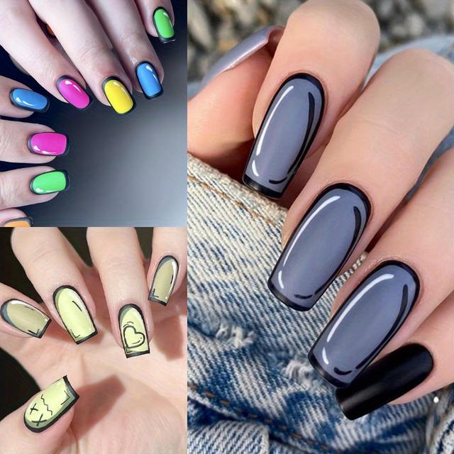 TEMU 72pcs (3 Pack) Cute , Colorful Colors - Medium Square Nails, Easy To Apply And Remove - Ideal For And Special Activities