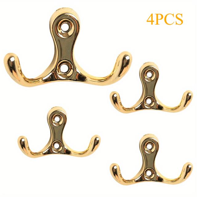 TEMU 4pcs Factory Low-priced Furniture, Hardware, Golden Alloy, Double-layer Clothes, Towels, Hats, Outerwear, Wall Hooks, Hangers, Easy