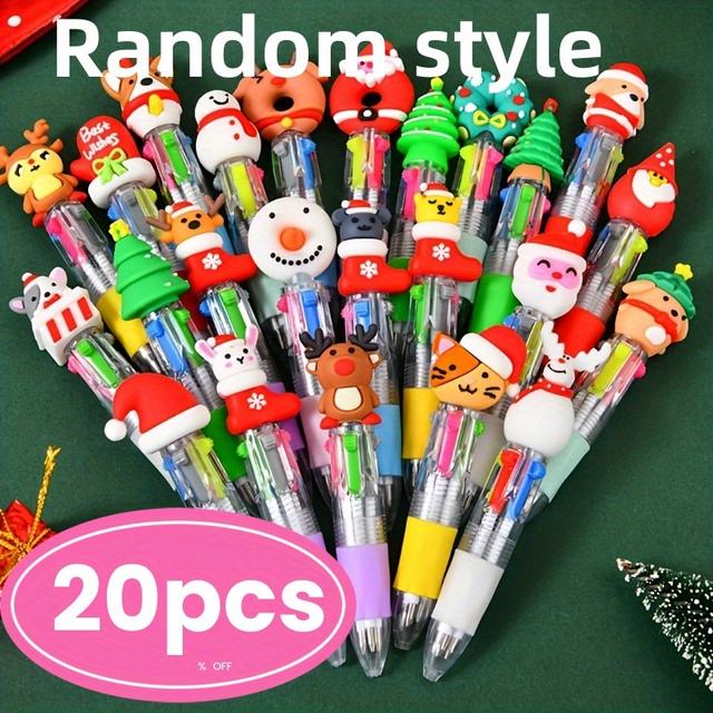 TEMU 20 Adorable Mini Christmas-themed Ballpoint Pens - Featuring Vibrant And Diverse Designs, With A Soft Silicone Grip, Perfect For The Office And Holiday Gifts