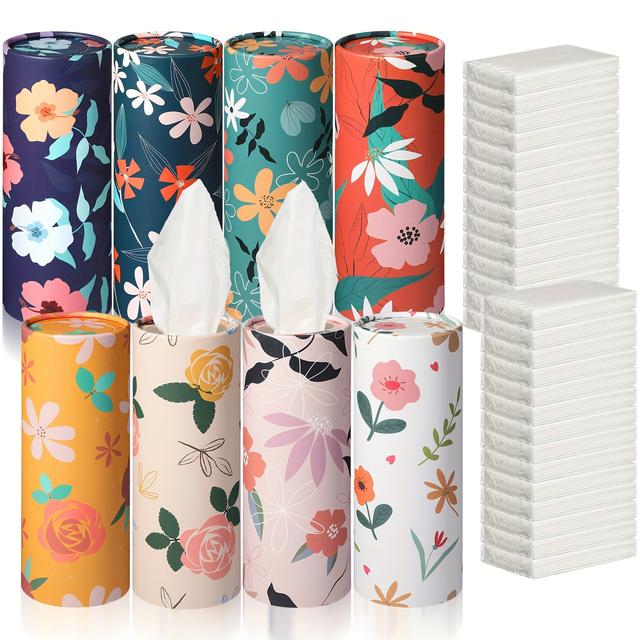 TEMU 4pcs Flower Pattern Car Tissue Box, Includes 40pcs Of 3-layer Facial Tissues