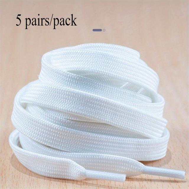 TEMU 5 ks Odolné dvouvrstvé bílé tkaničky do bot - Polyester, ideální pro tenisky, basketbalové a běžecké boty