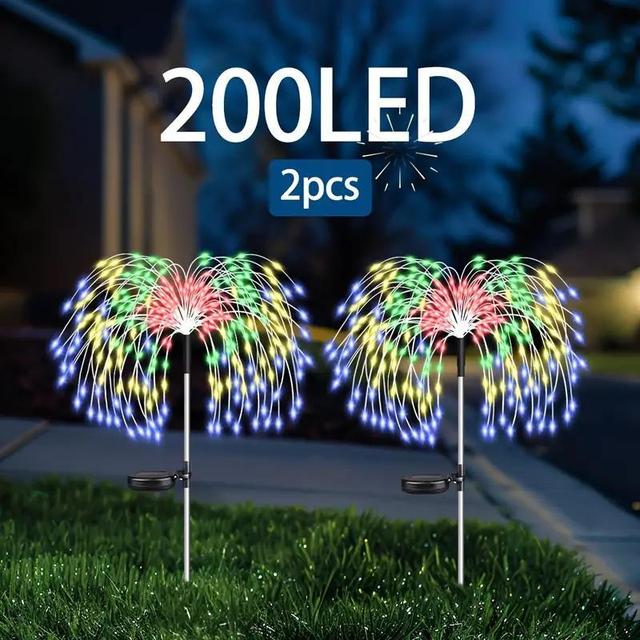 TEMU 2pack Set Of 200led Olar Fireworks Lights, Outdoor Solar Courtyard Lights, Diy Solar Light String, Courtyard Decoration, Courtyard , Courtyard (warm White/)