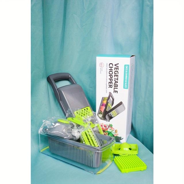 TEMU 15ピース多機能野菜ーセット - コンテナ付き手動フードプロセッサー、キッチンチョッピング器具家庭用ダイサーシュレッダー、果物や野菜の、さいの目切り、シュレッダーに最適 - キッチンシャルガ