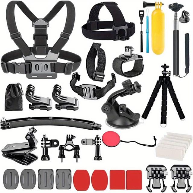 TEMU Conjunto de Acessórios 34- Compatível com os Modelos Hero 13, 12, 11, 10, 9, 8, Max, 7, 6, 5, 4, Bem , DJI, SJCAM, , AKASO e Várias Outras Câmaras de Ação