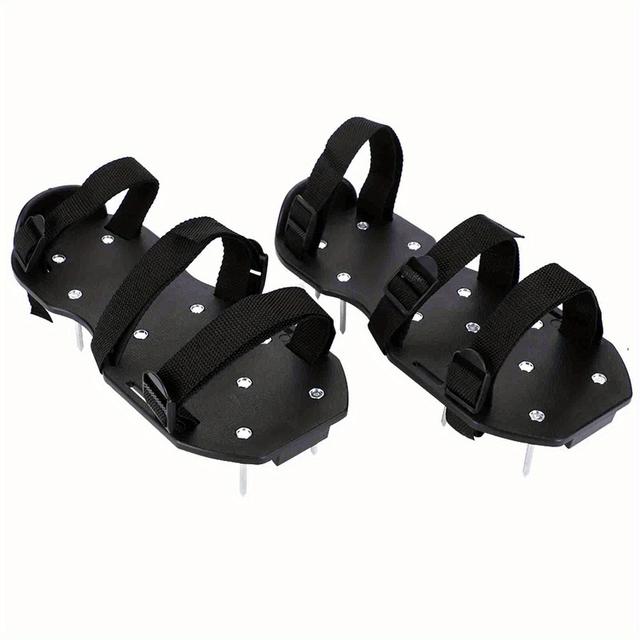 TEMU 1 Pair Of Lawn Aerator Sandals Heavy Duty Grass Spiked Shoes With Plastic Garden Tool
