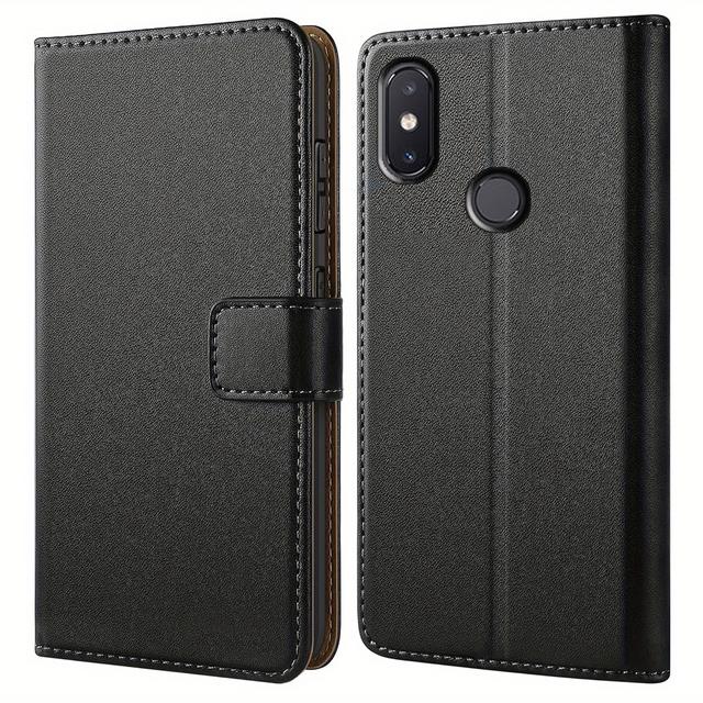 TEMU Telefontok - Kompatibilis Xiaomi Mi 8 9 9T 11T Mi Mix 2 2S 3 Mi A3 Redmi 4X 6 Pro készülékekhez, fekete pénztárca tok kitámasztóval, műbőr flip védő telefontok
