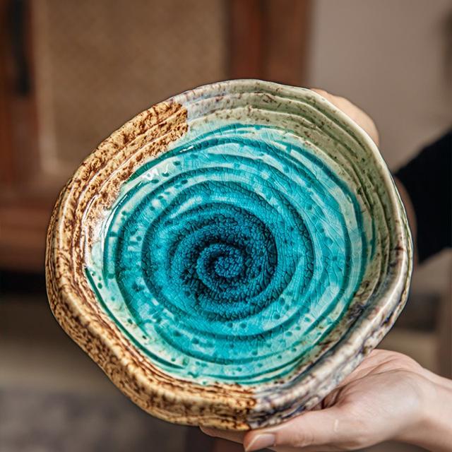 TEMU A Unique Retro Ceramic Salad Plate With -shaped Design, Perfect For Serving Vegetables At Home Or In Hotels