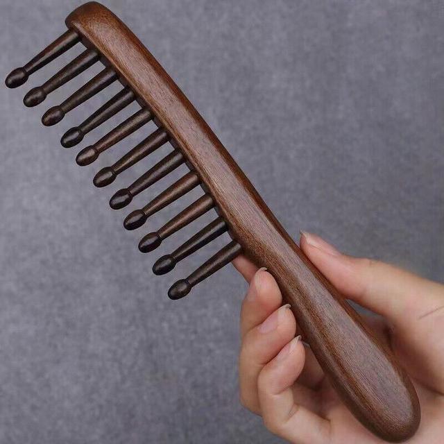 TEMU 1pc, New Wooden Massage Comb Suitable For All Hair Types, Anti-static Hair Comb