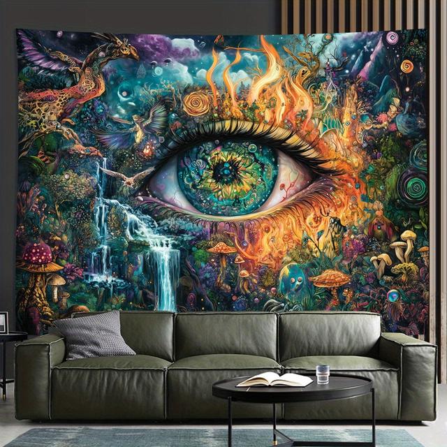 TEMU ., 3D Psychedelische Augen Hintergrundtuch, Wohnzimmer, Schlafzimmer, Büro, Partydekoration, Ein Perfektes Kreatives Geschenk