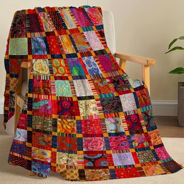 TEMU Classic - Cozy Flannel Fleece, Soft And Comfortable For Use, Versatile For Office, Outdoor, And Travel, Machine Washable, Printed Polyester - Quilting Craft