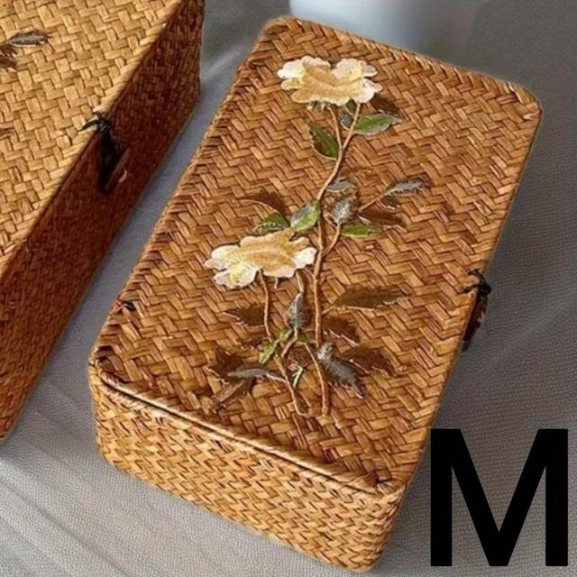 TEMU Contenedor de regalo de ratán artesanal premium - Cajas organizadoras para el hogar - Ideal para , Navidad y celebraciones