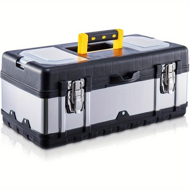 TEMU Werkzeugkoffer leer 17 Zoll, Werkkoffer, Werkzeugkiste, Scheppach Werkzeugkoffer, Werkzeugkoffer leer, großer Koffer mit abnehmbarem Tragegriff (17 Zoll)