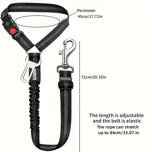 TEMU Heavy-duty Retractable Dog Seat Belt With Adjustable Elastic Safety Harness - Durable Nylon Pet Car Restraint For Large Dogs, Secure & Comfortable Travel Accessory, Seat Belt Accessories