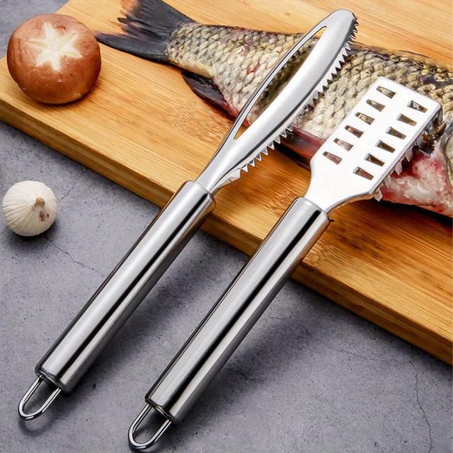 TEMU 2pcs/set Stainless Steel Serrated Fish Scale Scraper, Seafood Knife, Fish Scale Remover, Scale Removal Tool, Easy To Remove Fish Scales, Fish Scale Cleaning Tool, Kitchen Tool