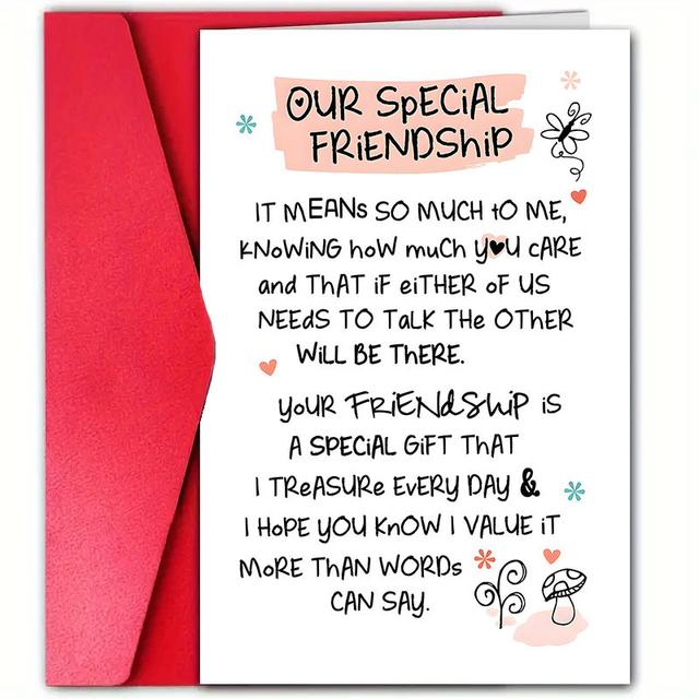 TEMU 1pc Friendship Day Greeting Card, High-quality Paper, Unique Humorous Design, With Envelope, For Any Recipient, For , Appreciation And