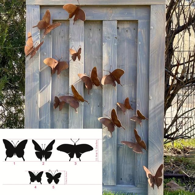 TEMU 15pcs Outdoor Wall Decoration, Rusty Metal Art Garden Fence Yard Decoration, Outdoor Home Decoration, Metal Insert Wall Art Decoration
