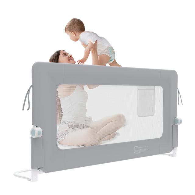 TEMU Bettkante, Bettschutzgitter, faltbarer Kinderbett-Sicherheitszaun für Babys und Kleinkinder, tragbare Fallschutz-Geländer für Elternbetten, grau, 150/180/200 cm