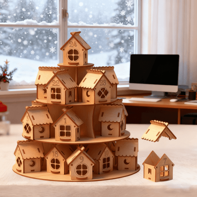 TEMU 24 pièces Calendrier de l'Avent en Bois 3D avec Compte à Rebours de 24 Jours - Détachable/Assemblable, Calendrier de Noël pour , Décoration pour et (Bois) - Compatible avec Tous les Âges