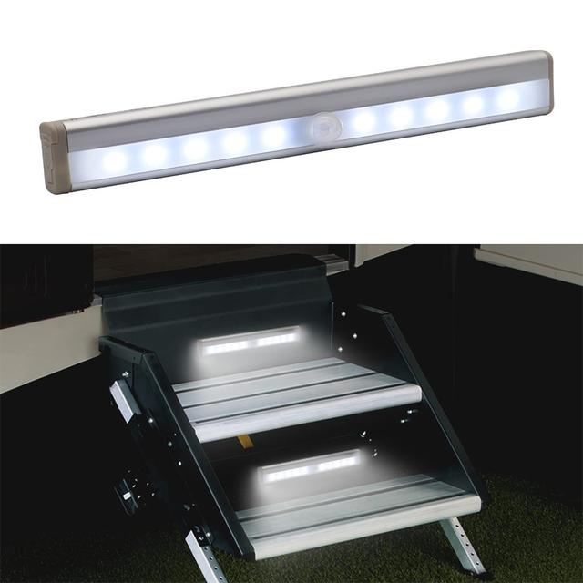 TEMU 1pc Motion Activated Rv Step Lights, 10 Led Battery Operated Motorhome Motion Sensor Led Light Strip, Magnetic Night Light Bar For Motorhome Travel, Travel Trailers,