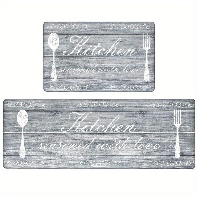 TEMU Anti Fatigue Kitchen Mat Set Of 2 Non Slip Kitchen Rug Runner Cushioned Kitchen Floor Mats 17"x47"+17"x28" Standing Mat Stain Resistant