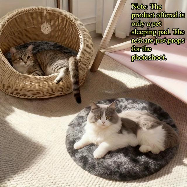 TEMU Cama Redonda Gruesa de Terciopelo para Mascotas | Fibra de Poliéster Duradera, para Perros y Gatos Pequeños a Grandes, un Sueño