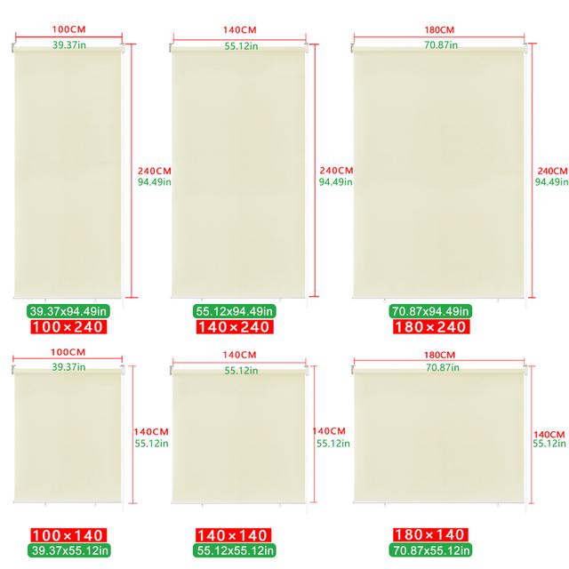 TEMU Allwetter-Außenrollos mit UV-Schutz in Beige, 100% PVC, Seilbetätigung, Einfache Montage, Zeitgenössisches Design für Fenster und Balkone, Wohnzimmer Privatsphäre, 240 cm
